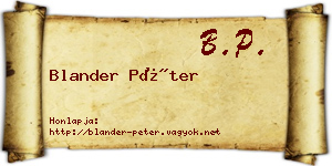 Blander Péter névjegykártya